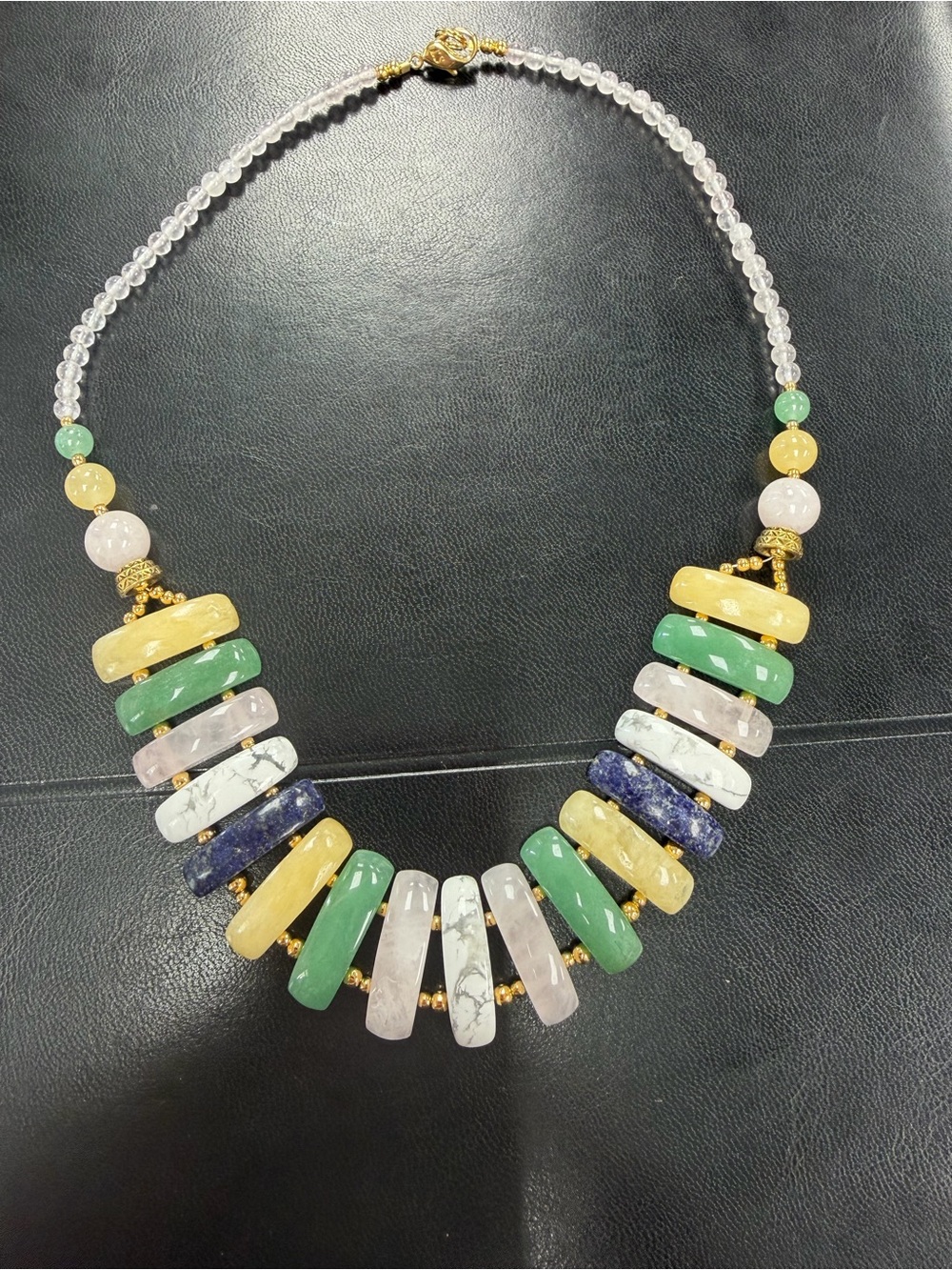 Vintage Lee Sands collar gemstone statement necklace